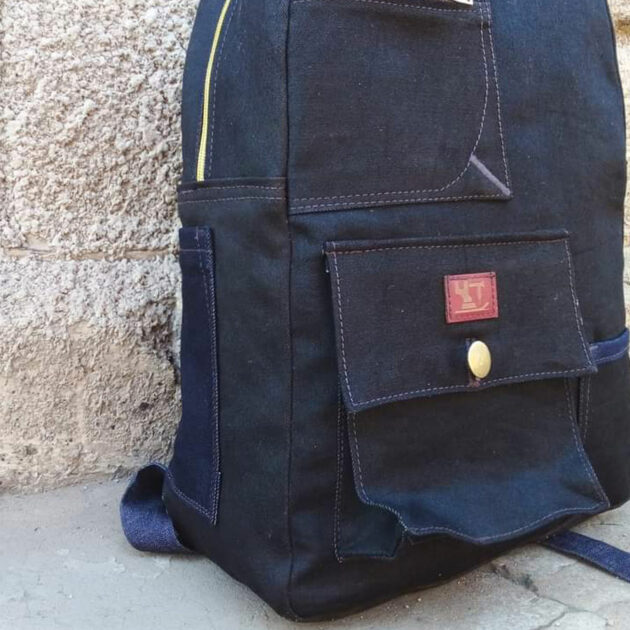 Pop Detailed Back Pack - Mrabaraba Denim