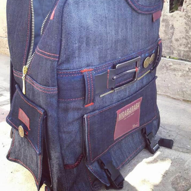 Pop Detailed Back Pack - Mrabaraba Denim