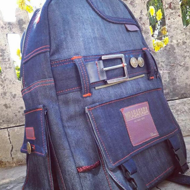 Pop Detailed Back Pack - Mrabaraba Denim