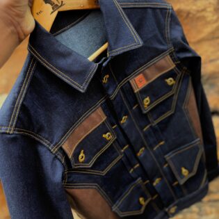 Denim jacket mixed with Genuine Leather